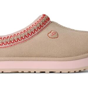 UGG Women's Beige and Pink Suede Slip-On Clog